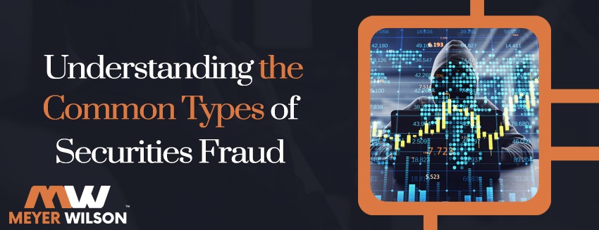 A picture is shown explaining the common types of securities fraud such as broker misconduct, which could occur surrounding Clearmind Medicine.
