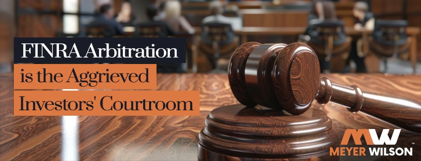 A gavel rests in an arbitration hearing room to show that justice is often found for investors in these rooms and through the arbitration process.
